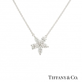 Tiffany & Co. Platinum Diamond Mixed Cluster Victoria Pendant